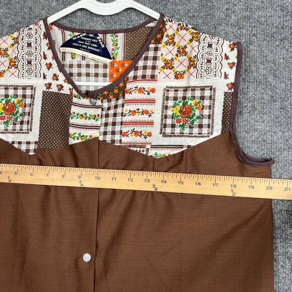 Vintage NEW‎ Smock Shirt with Patchwork Pockets Floral Brown Sleeveless shirt S - Picture 7 of 7